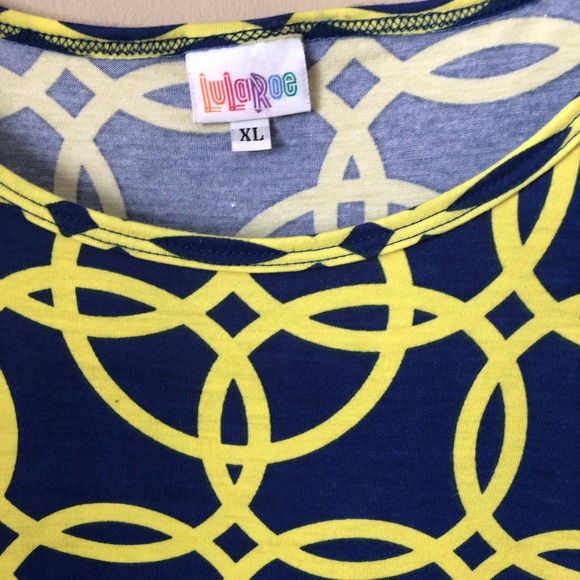 3 / $25 LULAROE yellow & blue Nicole swing dress size XL - Picture 3 of 5